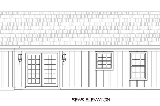 Exterior - Rear Elevation for Ranch House Plan #932-571 - 3 bed, 2 bath