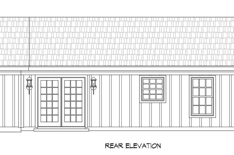 House Design - Exterior - Rear Elevation for Ranch House Plan #932-571 - 3 bed, 2 bath