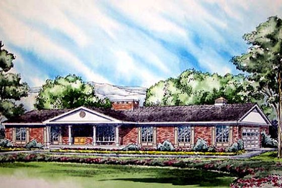 Exterior - Front Elevation for Ranch House Plan #312-562 - 3 bed, 2.5 bath