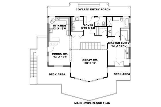 Floor Plan - Main Floor for Craftsman House Plan #117-1109 - 3 bed, 2.5 bath