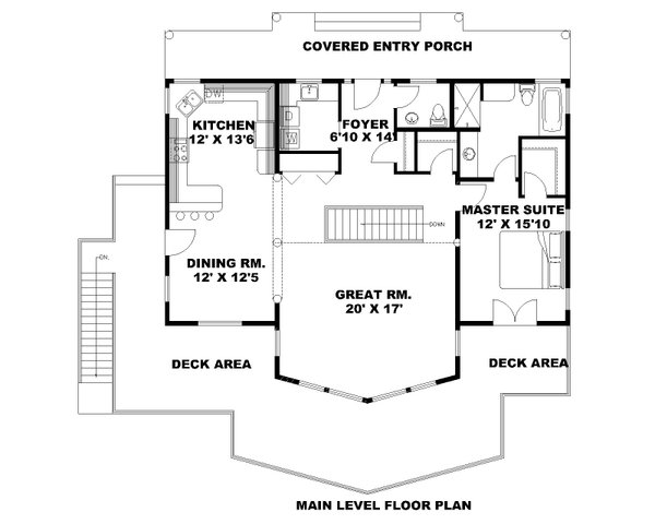 House Blueprint - Floor Plan - Main Floor for Craftsman House Plan #117-1109 - 3 bed, 2.5 bath