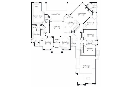 Floor Plan - Main Floor for European House Plan #417-397 - 4 bed, 4 bath