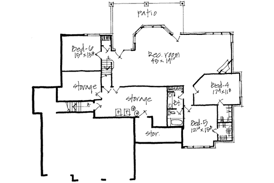Floor Plan - Lower Floor for Traditional House Plan #308-172 - 7 bed, 3.5 bath