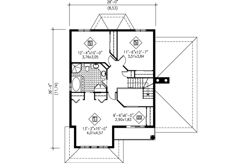 Dream House Plan - Floor Plan - Upper Floor House Plan #25-4224 - 3 bed, 1.5 bath