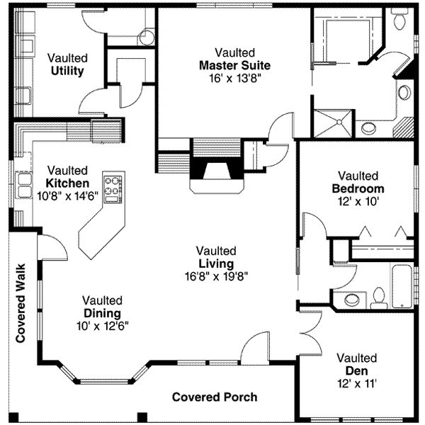 House Blueprint - Cottage Floor Plan - Main Floor Plan #124-364