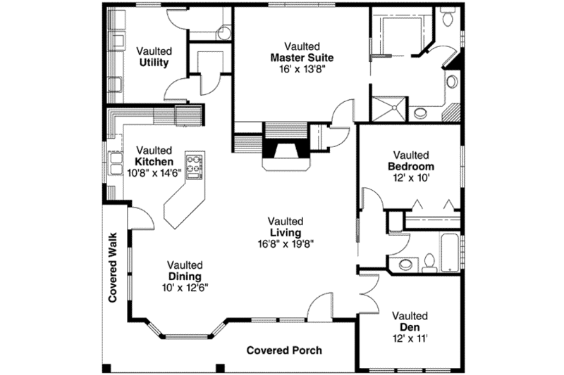 Dream House Plan - Floor Plan - Main Floor for Cottage House Plan #124-364 - 2 bed, 2 bath