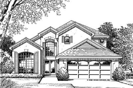 Exterior - Front Elevation for Mediterranean House Plan #417-163 - 4 bed, 2.5 bath