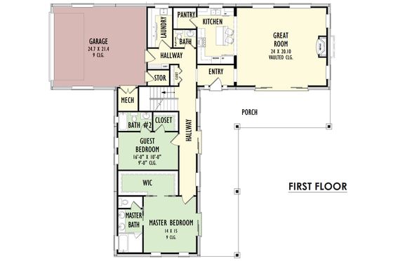 Floor Plan - Main Floor for Barndominium House Plan #1092-45 - 5 bed, 4.5 bath