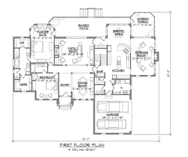 House Design - Traditional Floor Plan - Main Floor Plan #1054-80