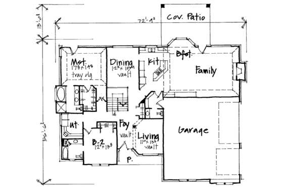 Floor Plan - Main Floor for European House Plan #308-222 - 5 bed, 3.5 bath