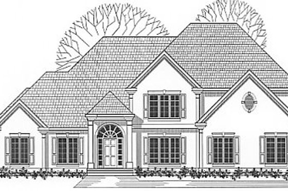 Exterior - Front Elevation for European House Plan #67-280 - 4 bed, 4 bath