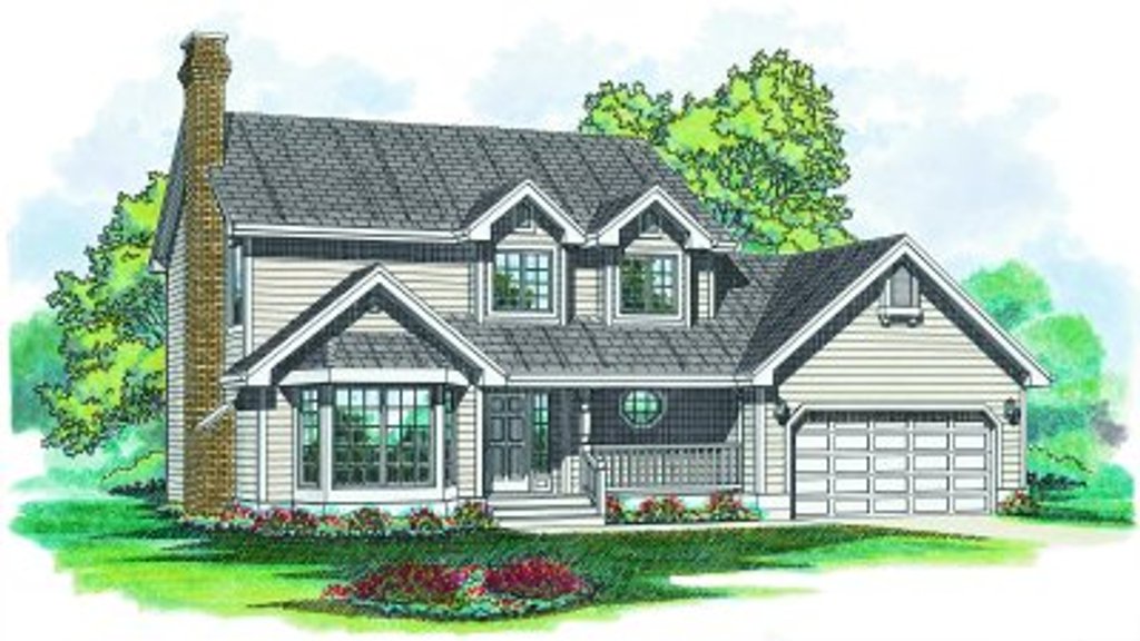 Exterior - Front Elevation 2 for Traditional House Plan #47-621 - 3 bed, 2.5 bath