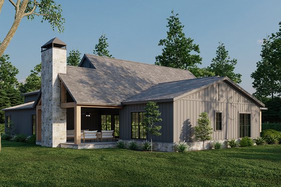 Exterior - Rear Elevation 1 for Barndominium House Plan #923-315 - 4 bed, 2.5 bath