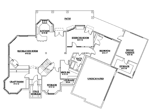 Traditional Floor Plan - Lower Floor Plan #5-215
