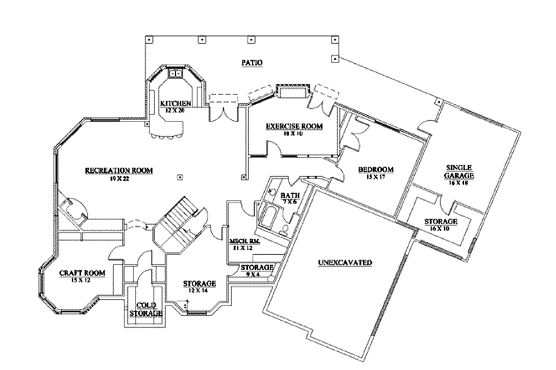 Dream House Plan - Floor Plan - Lower Floor for Traditional House Plan #5-215 - 6 bed, 4.5 bath