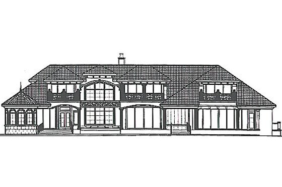 Exterior - Rear Elevation for Mediterranean House Plan #27-279 - 6 bed, 8.5 bath