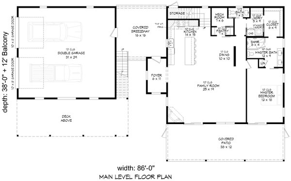 House Design - Floor Plan - Main Floor for Contemporary House Plan #932-1375 - 5 bed, 3.5 bath
