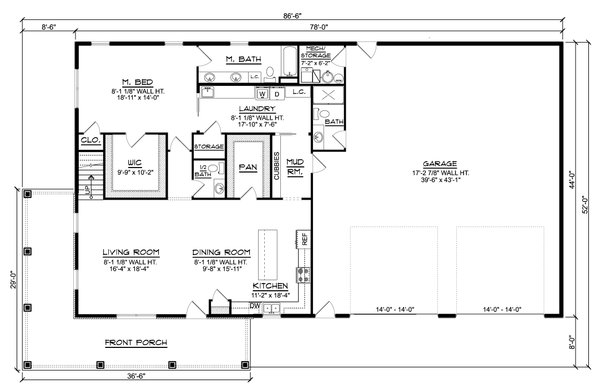 House Design - Barndominium Floor Plan - Main Floor Plan #1064-163