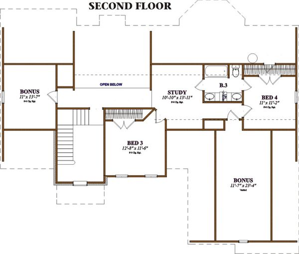 Southern Floor Plan - Upper Floor Plan #63-106