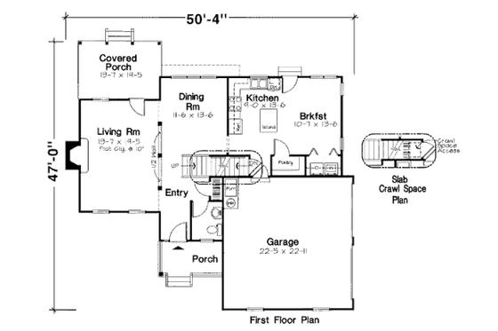 Floor Plan - Main Floor for Country House Plan #312-610 - 3 bed, 2.5 bath