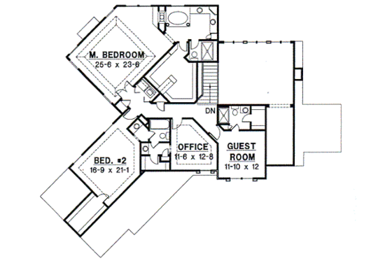 Floor Plan - Upper Floor for Traditional House Plan #67-592 - 4 bed, 3.5 bath
