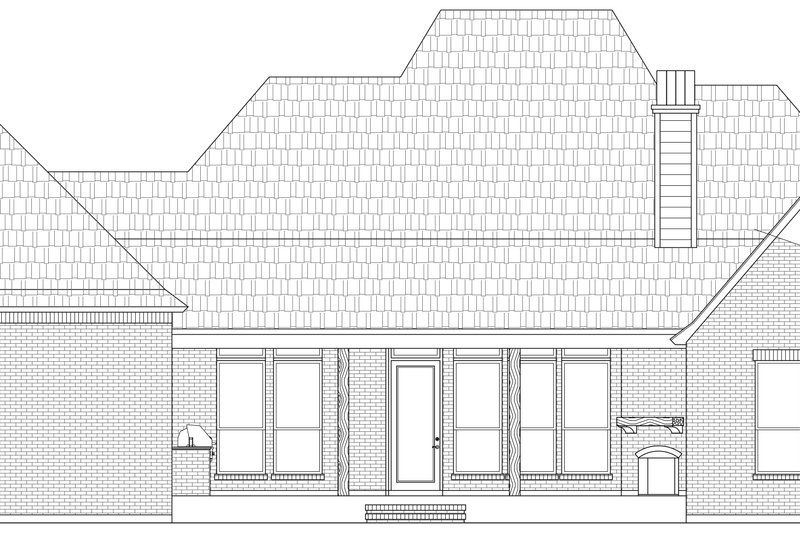 House Blueprint - Exterior - Rear Elevation for Southern House Plan #1074-100 - 4 bed, 2.5 bath