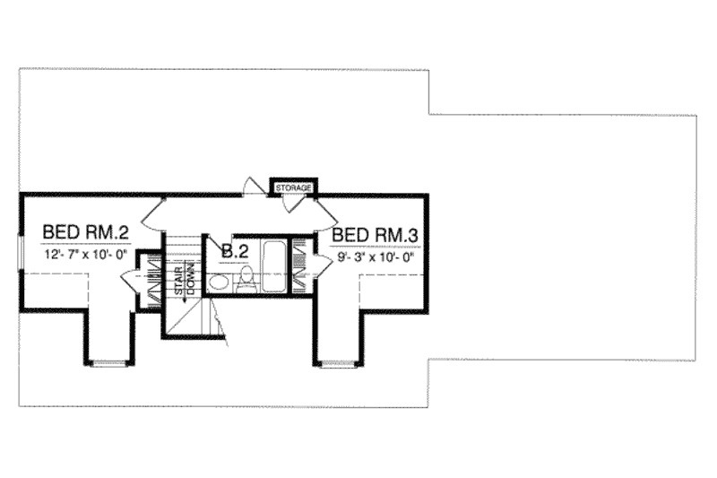 Dream House Plan - Floor Plan - Upper Floor for Traditional House Plan #40-202 - 3 bed, 2 bath