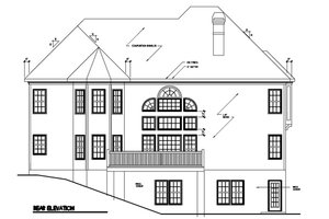Exterior - Rear Elevation for Southern House Plan #129-162 - 5 bed, 4 bath
