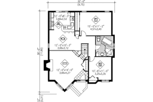 Floor Plan - Main Floor for Cottage House Plan #25-1186 - 2 bed, 1 bath