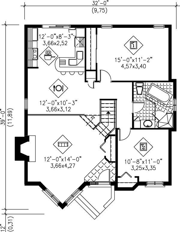 Cottage Floor Plan - Main Floor Plan #25-1186