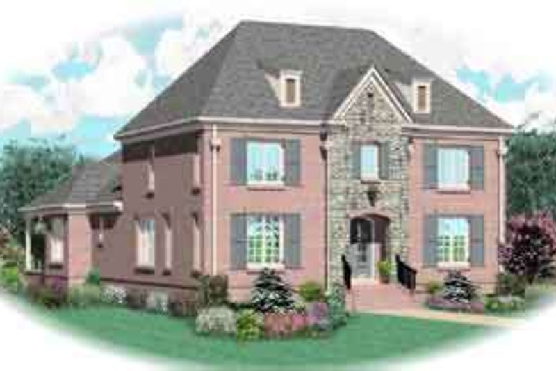 Exterior - Front Elevation 2 for European House Plan #81-602 - 3 bed, 3.5 bath