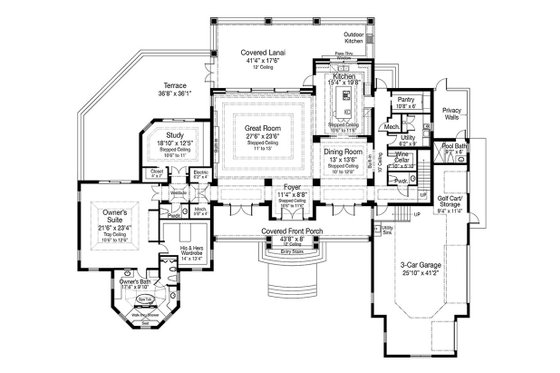 Floor Plan - Main Floor for Beach House Plan #938-102 - 5 bed, 6.5 bath