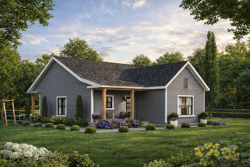 House Plan Design - Exterior - Front Elevation 3 for Farmhouse House Plan #1117-42 - 2 bed, 2 bath
