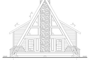 Exterior - Front Elevation 3 for Cabin House Plan #117-981 - 2 bed, 2 bath