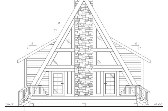 Exterior - Front Elevation 3 for Cabin House Plan #117-981 - 2 bed, 2 bath