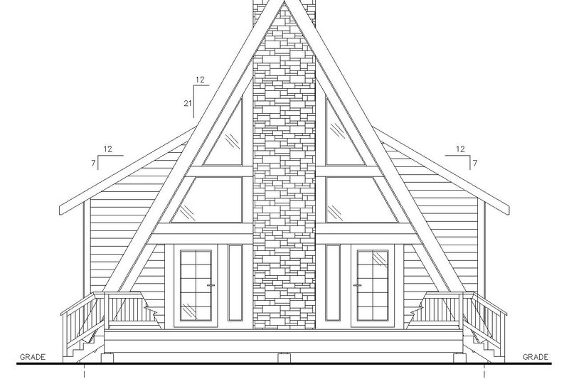 House Design - Exterior - Front Elevation 3 for Cabin House Plan #117-981 - 2 bed, 2 bath