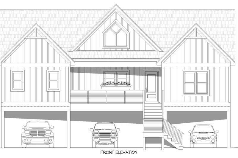 House Blueprint - Exterior - Front Elevation 4 for Beach House Plan #932-1453 - 3 bed, 2 bath
