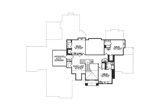Floor Plan - Upper Floor for European House Plan #70-559 - 5 bed, 5.5 bath