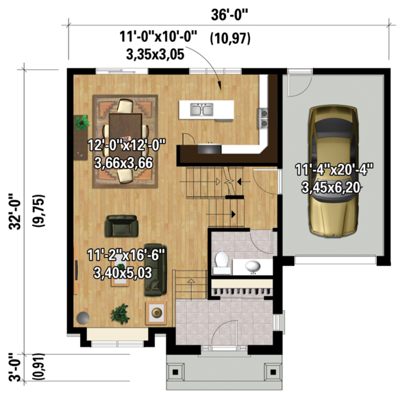 Architectural House Design - Country Floor Plan - Main Floor Plan #25-4299