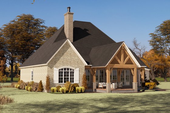 Exterior - Rear Elevation 1 for European House Plan #17-3447 - 5 bed, 3.5 bath