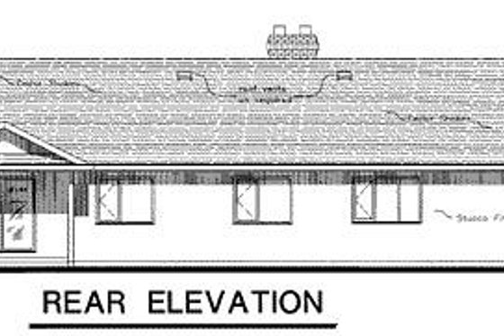 Exterior - Rear Elevation for Ranch House Plan #18-102 - 3 bed, 2 bath