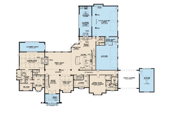 Floor Plan - Main Floor for European House Plan #923-112 - 5 bed, 6.5 bath