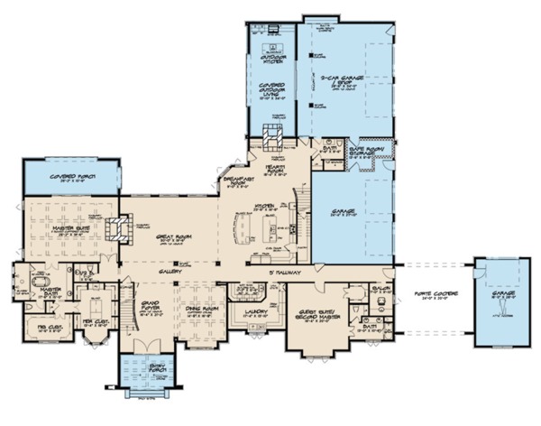 Architectural House Design - European Floor Plan - Main Floor Plan #923-112