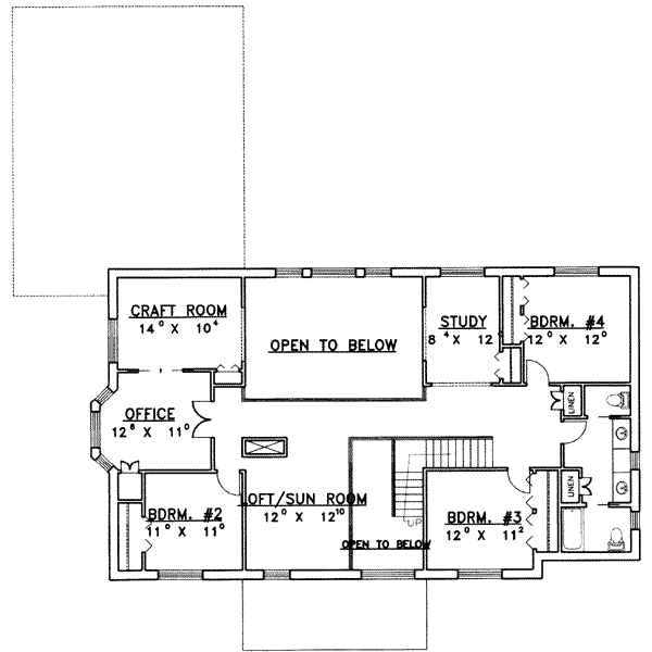 Modern Floor Plan - Upper Floor Plan #117-419