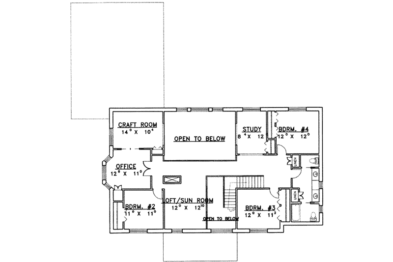 Home Plan - Floor Plan - Upper Floor for Modern House Plan #117-419 - 4 bed, 4 bath