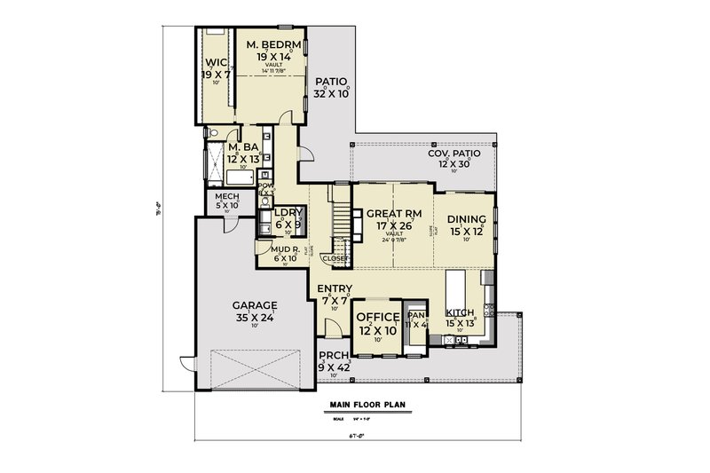 House Blueprint - Floor Plan - Main Floor for Traditional House Plan #1070-183 - 4 bed, 2.5 bath