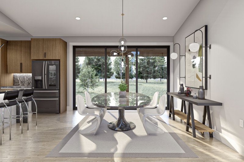 Dream House Plan - Interior - Dining Room for Barndominium House Plan #455-293 - 3 bed, 2.5 bath