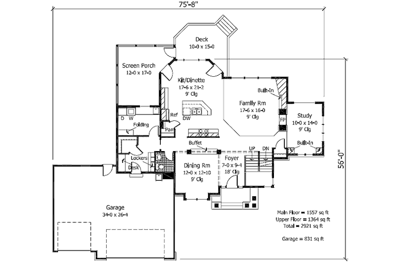 Home Plan - Floor Plan - Main Floor for Traditional House Plan #51-361 - 4 bed, 2.5 bath