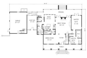 Floor Plan - Main Floor for Mediterranean House Plan #76-111 - 3 bed, 2.5 bath