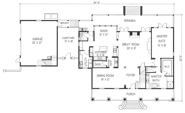 Mediterranean Floor Plan - Main Floor Plan #76-111